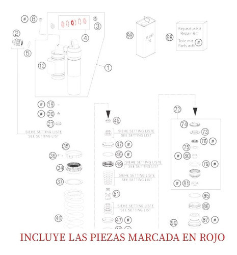 Kit Bujes Amortiguador Trasero Superior Husqvarna Fc 450 1