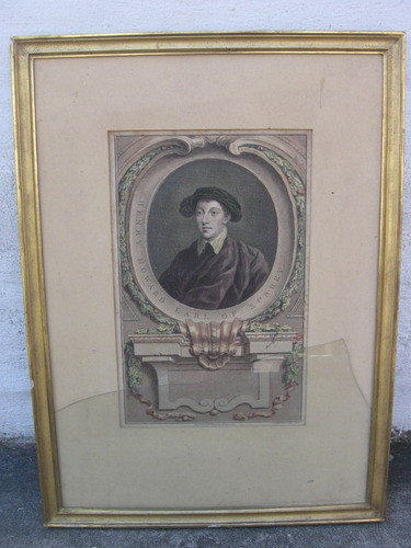 Antiguo Grabado De 1750, Henry Howard, Knapton, Houbraken 0