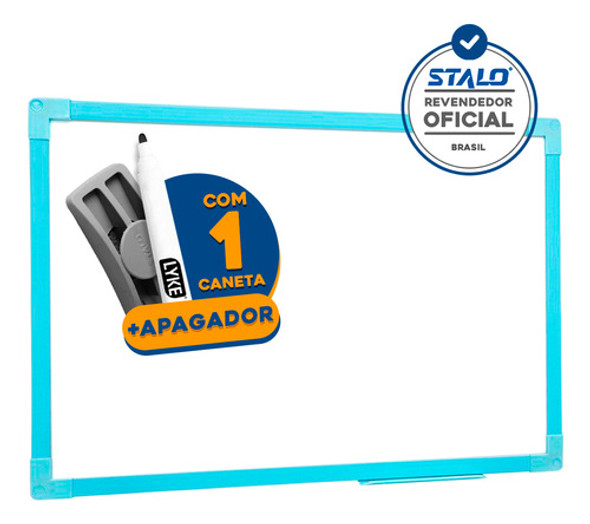 Lousa Quadro Branco 40x30cm Moldura Soft Azul + Brindes 0