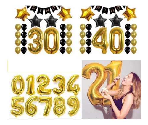 Kit De Globos 50 Piezas Incluye Numeros Gigantes A Eleccion 1