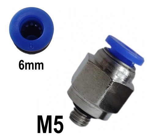 05 Conexao Pneumatica Reta Tubo 06mm Rosca Macho M5 1