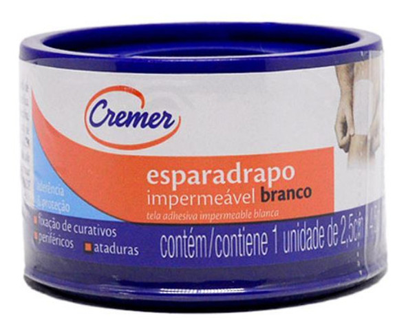 Esparadrapo Cremer Impermeável Branco Com 2,5cm X 4,5m 0