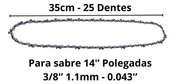 Corrente Para Motosserra Stihl Ms 210 25 Dentes Sabre 35cm 1