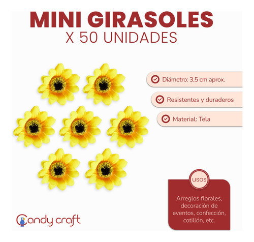 Mini Girasol Por 50 Unidades 3.5cm 1