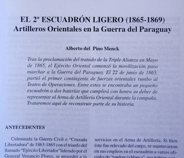 Revista Artilleros Guerra Del Paraguay 1865 Del  Pino Menck 0