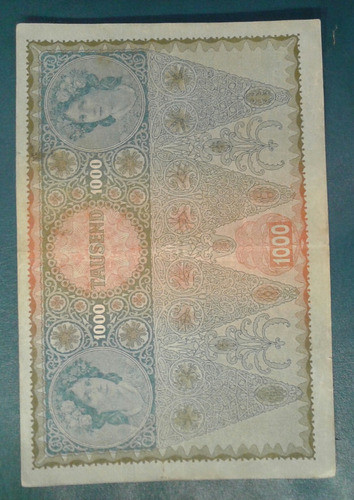 Antiguo Billete Austria 1000 Kronen 1