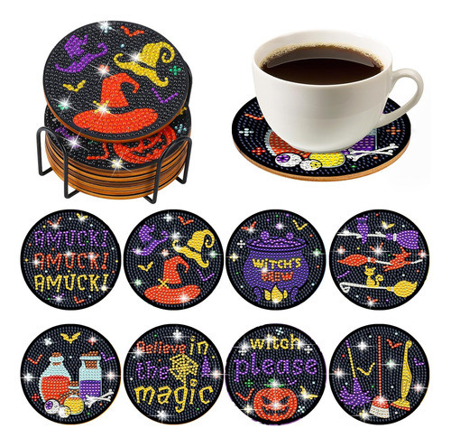 Pintura Por Diamantes Para Lindos Posavasos 8pcs. Diseño 09 0