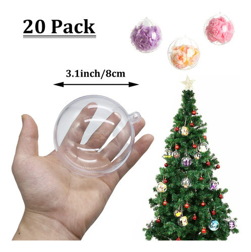 20 Bolas De Adornos Transparentes Rellenables, Bolas De Plst 1