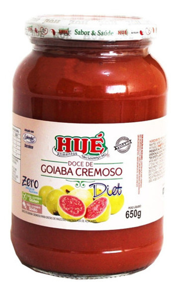 Goiabada Cremosa Doce Diet Zero Açúcar Hué Sem Glúten 650g 0