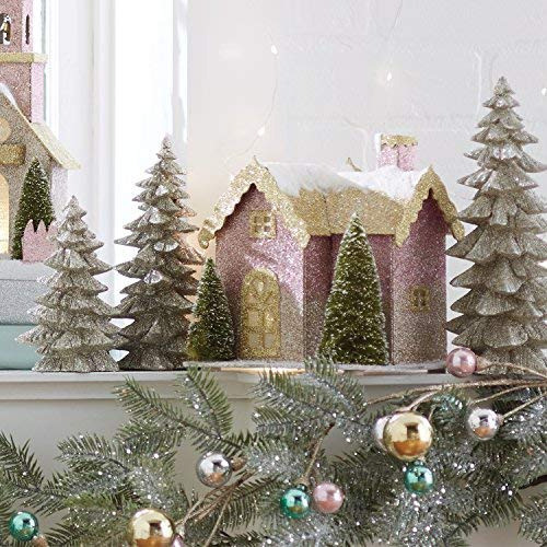 Conjunto De 3 De Plata Purpurina Árboles De Navidad 625 PuLG 1