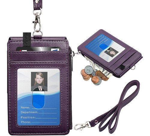 Porta Credecial Con 5 Ranuras De Piel Sintetica Violeta 0