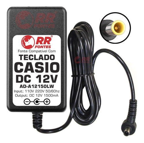 Fonte 12vdc Para Teclado Piano Casio Ctk-7000 Px-3s Wk-7600 0