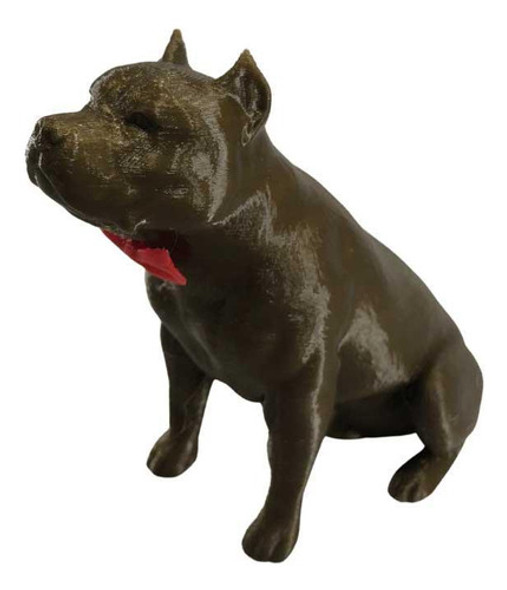 Pitbull Macho Orelha Cortada Gravata Miniatura Decoração 3d 1