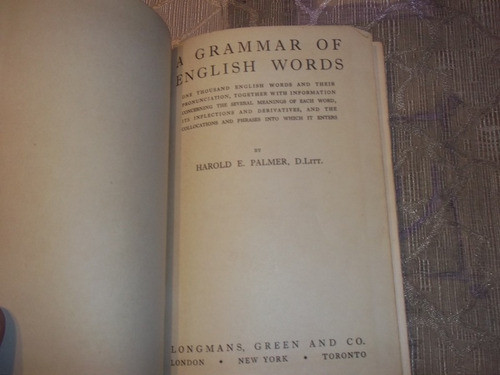 A Grammar Of English Words - Harold E. Palmer 1