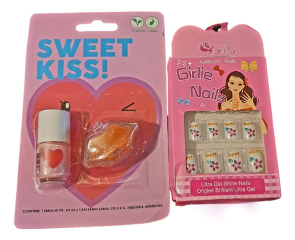 Set Uñas Postizas Y Maquillaje Para Nenas Infantil 0