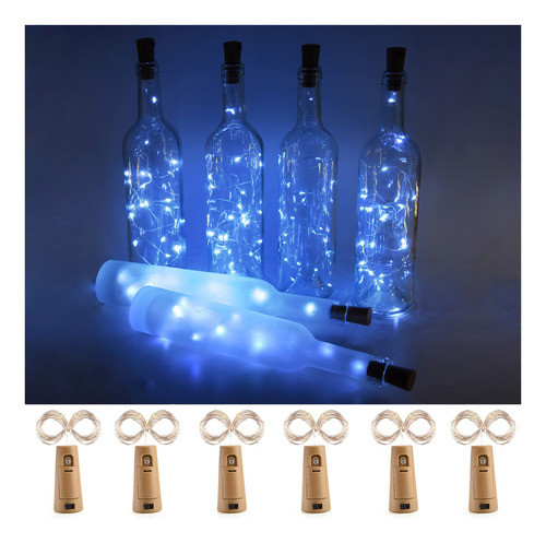 Luces Para Botellas De Vino Con Corcho, Paquete De 6 20 Luce 0