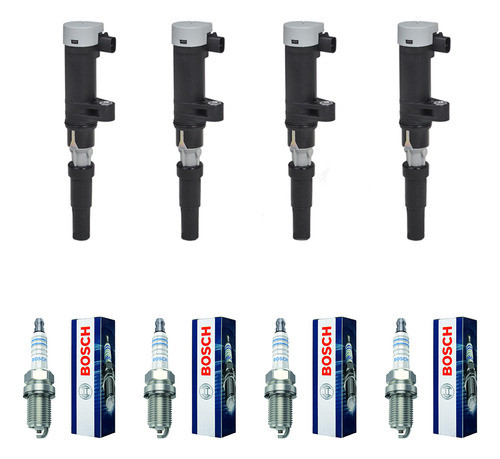 Kit X4 Bobinas Lapiz Y Bujias Renault Duster 2.0 16v F4r 0