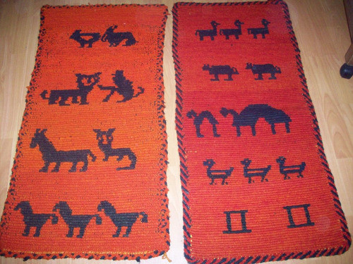 Hermosos Tapices Cuyanos Pura Lana Color Rojo X Dos Unidades 0