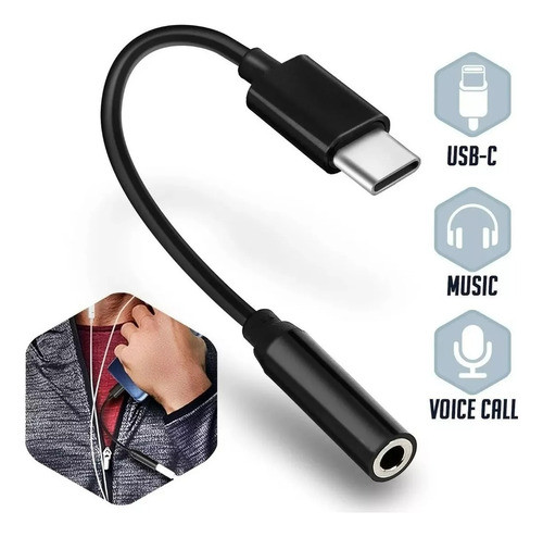Adaptador Otg Tipo C A Miniplug 3.5 Auricular Celular Tablet 1