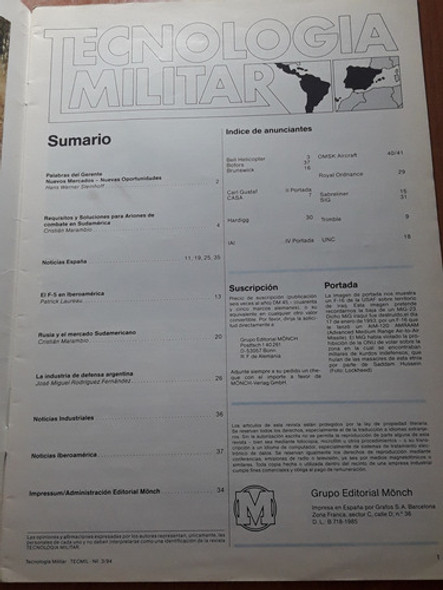 Revista Tecnologia Militar N°3  Año 1994 1