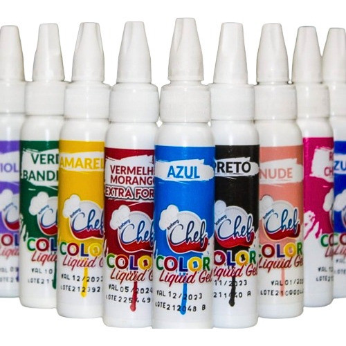 Kit 10 Corantes Liquid Gel 25g Todas As Cores Iceberg 0