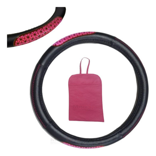 Cubre Volante Zigzag Negro/ Fucsia + Bolsita Multiuso- Mujer 0