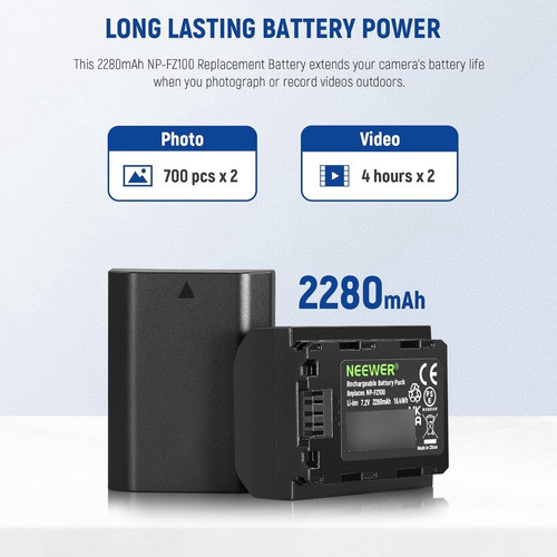 Cargador De Baterias Doble Neewer 2280mah Np-fz100 1
