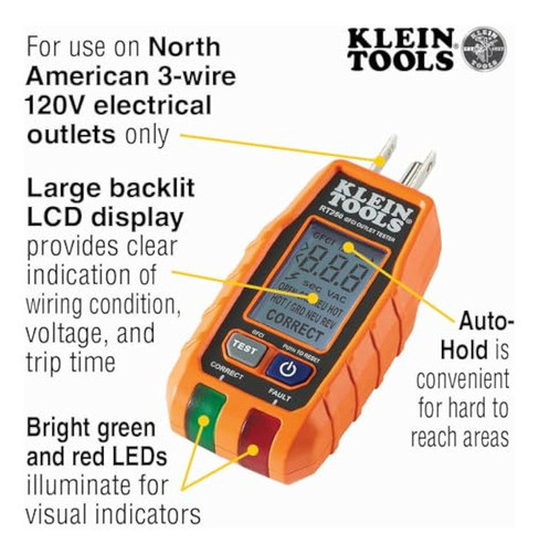 Gfci - Receptáculo Tester Con Pantalla Lcd, Para 1