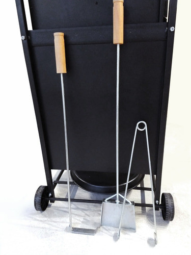 Juego Pala, Atizador, Pinza Y Brasero De Mesa Enlozado 1