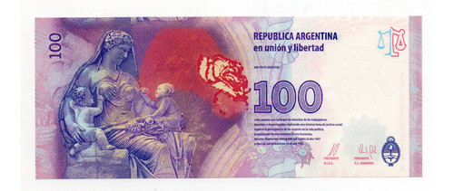 Billete Argentina 100 Pesos Evita Serie Aa Sin Circular 2016 1