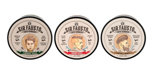 Kit Pomada Opaca + Forming Paste + Cera Fuerte Sir Fausto 1