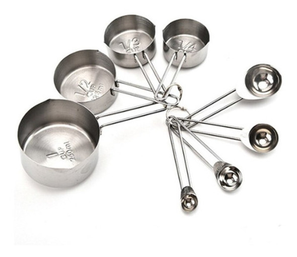 Conjunto De Medidores Inox Xícaras E Colheres Medidas Bolos 0
