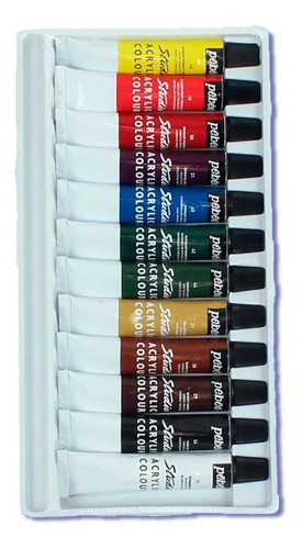Kit Pinceis + 12  Tinta Acrílica Pebeo + Espátula + Gode 1