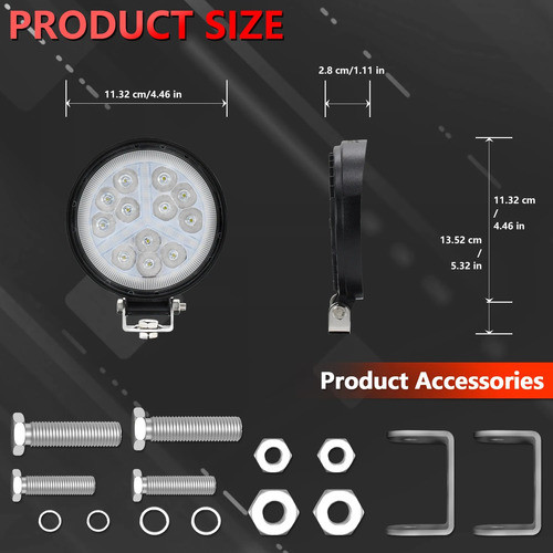 Faro 12 Led 36w Redondo 3 Funciones Spot Blanco Strobo Ambar 1