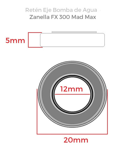 Zanella Fx 300 Mad Max  Reten Bomba Agua  Doble Labio 1