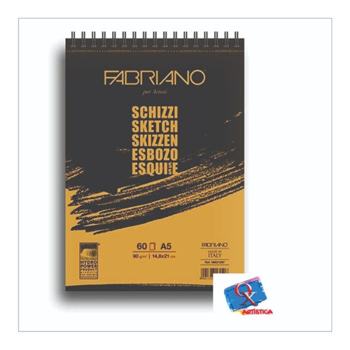 Block Fabriano Esbozo A5 Schizzi 60 Hojas 90 Gr 0
