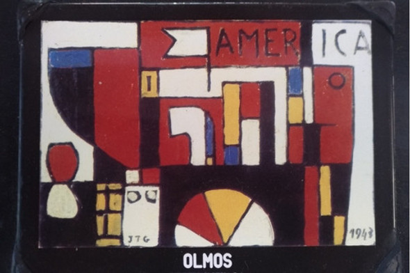 Ceràmica Olmos Diseño Torres Garcia 20x15cm Apoyo En Madera 0