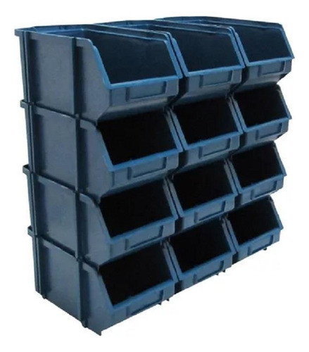 Kit 24 Caixa Box Gaveteiro Industrial Bin Azul N5 12x15x23cm 0