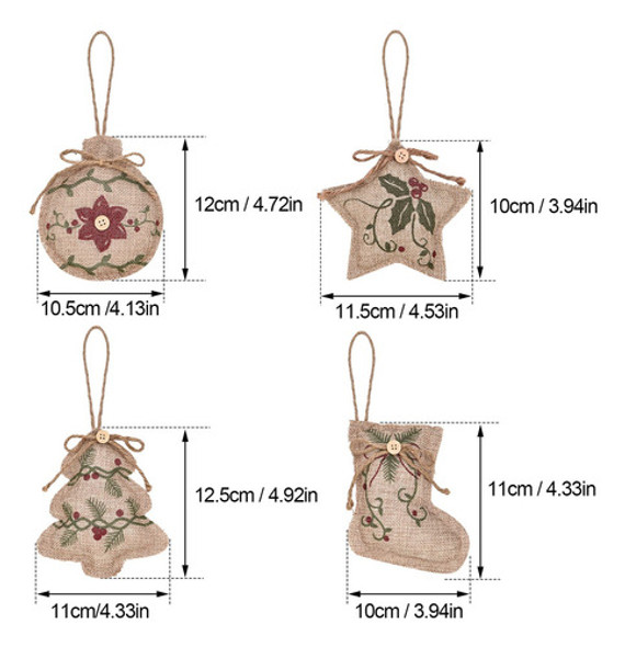 Adornos Rsticos De Arpillera Para Rbol De Navidad, Decoracin 1 Adornos Rsticos De Arpillera Para Rbol De Navidad, Decoracin 1