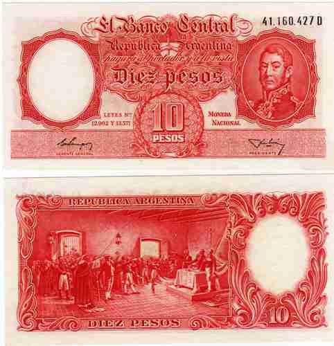 Billete 10 Pesos Moneda Nacional Excelente+ 0