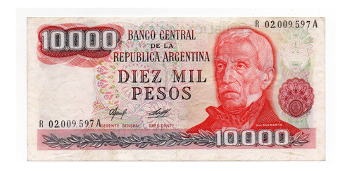 Billete Argentina 10000 Pesos Ley Reposicion Bottero 2489 0