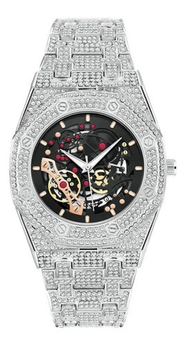 Reloj Tipo Mecánico Enchapado En Oro Con Zirconias 1