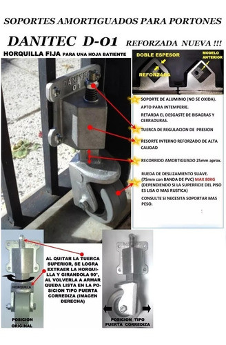 Soporte Amortiguado Para Portón Rueda Fija Danitec D-01 1