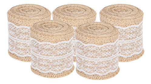 Correia De Juta Hessian 5pcs Cinto De Rolo De Linho De Renda 1