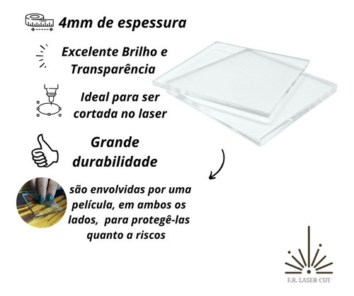Placa Chapa Acrílico Transparente Cristal 60cm X 15cm 4mm 1