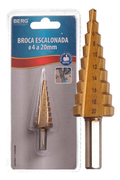 Broca Escalonada De 4 À 20 Mm Hss Cone Profissional 0