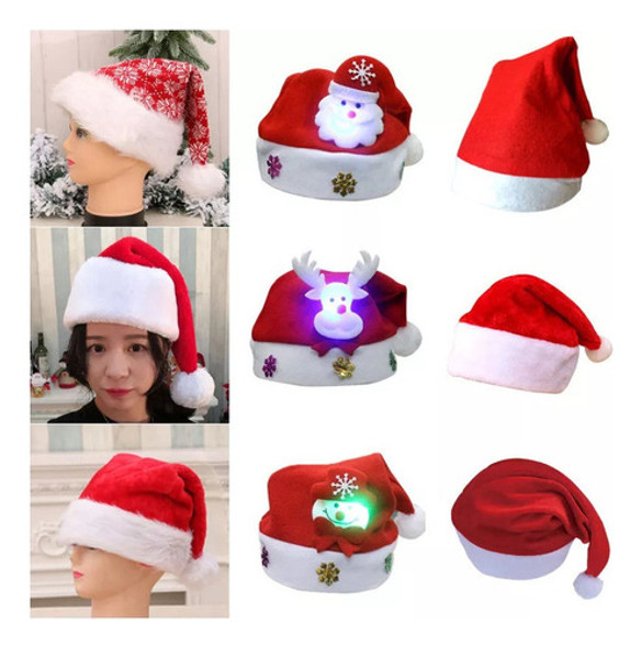 9 Conjuntos Touca De Natal Papai Noel Led Luzes Festa 1