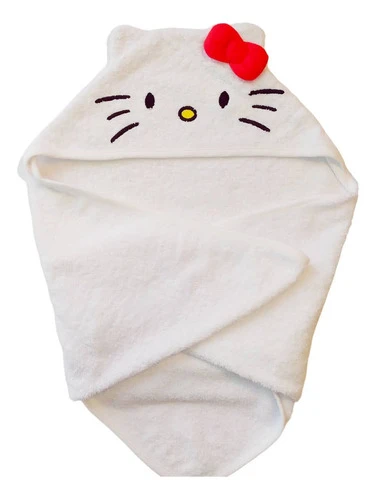 Toallon Para Bebé 100% Algodón Con Capucha Modelo Kitty 0