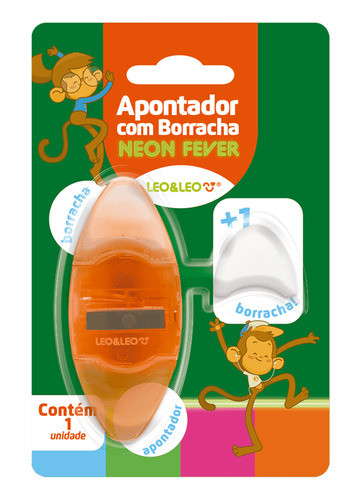 Apontador Com Deposito E Borracha Neon Leo&leo Laranja 0
