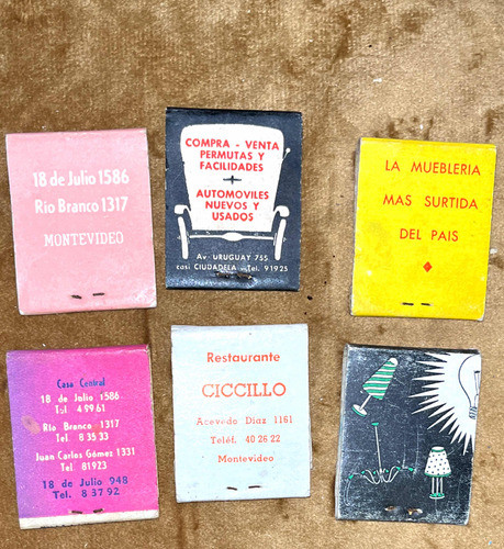 Fósforos Antiguos Comercios Uruguayos Todos Completos Lote 1
